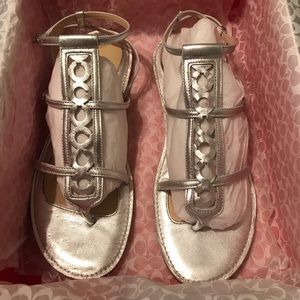 COACH Silver Geralynn Metallic Calf Sandel